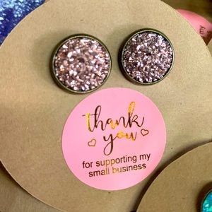 Copper Druzy style resin cabochon circular earrings. Handmade